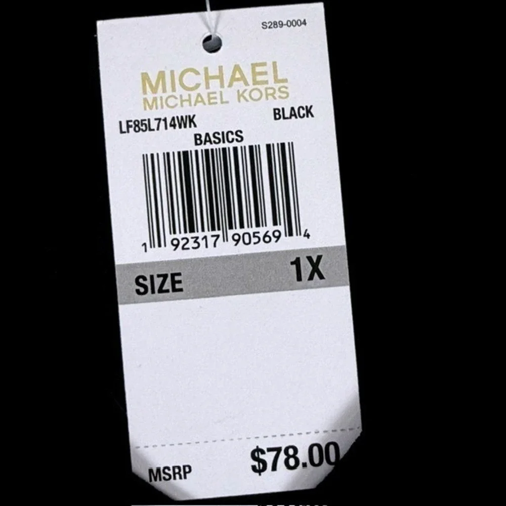Michael Kors Womens 1X Black V-Neck Layered Hem Long Sleeve Blouse  NEW